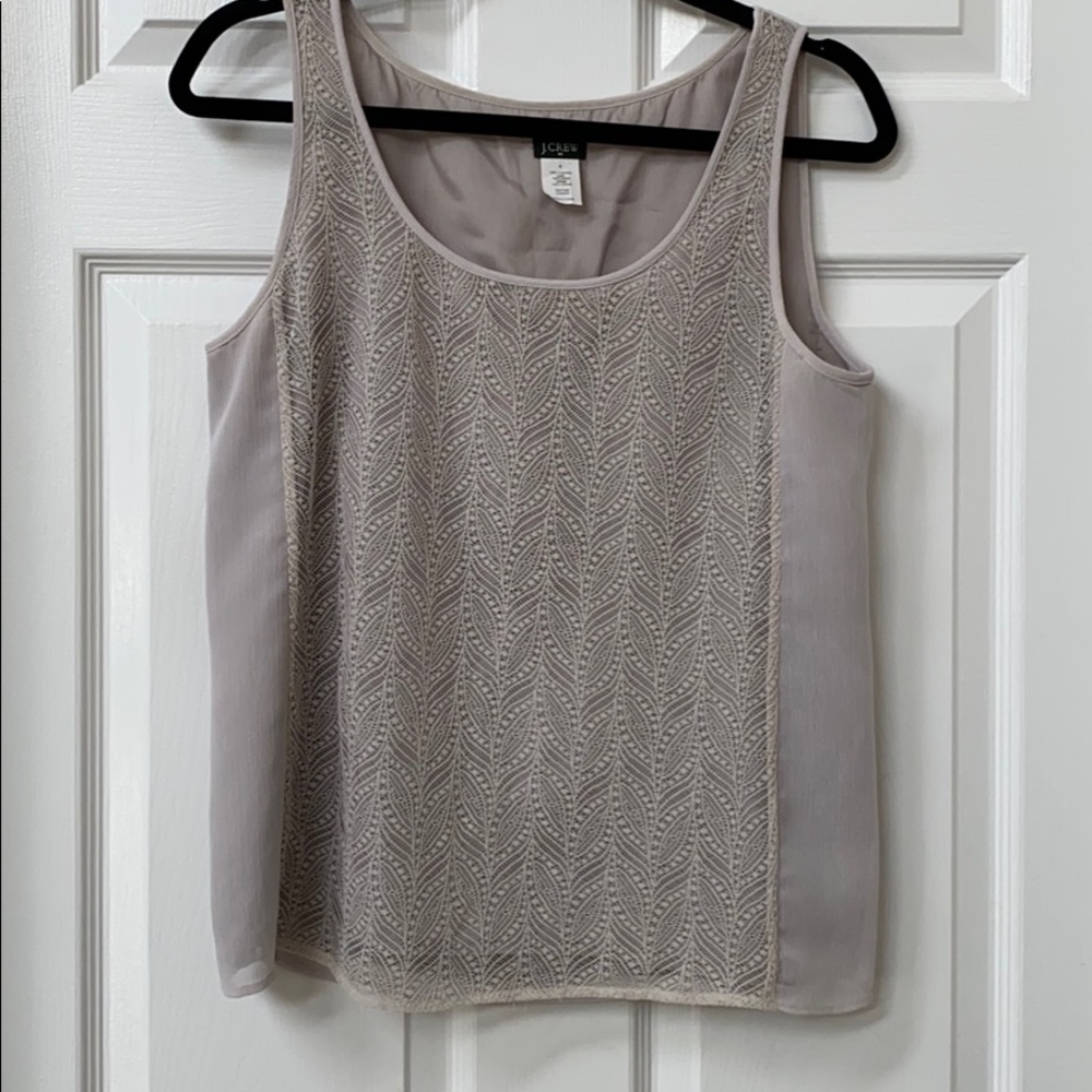 Light grey lacy front tank top